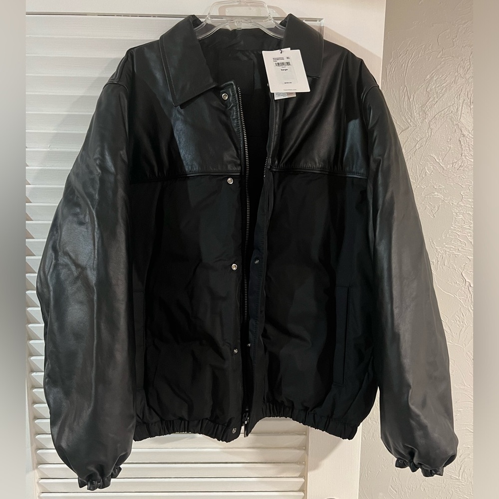 New Calvin Klein Studio Black Label Cow Nappa Leather Vulcan Jacket L MSRP $799